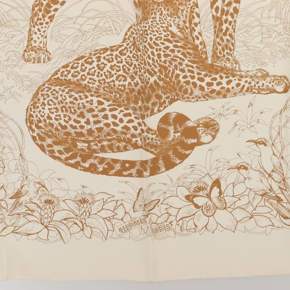 HERMES Carre 90 Scarf JUNGLE LOVE Silk White Auth am6952 - Picture 9 of 16